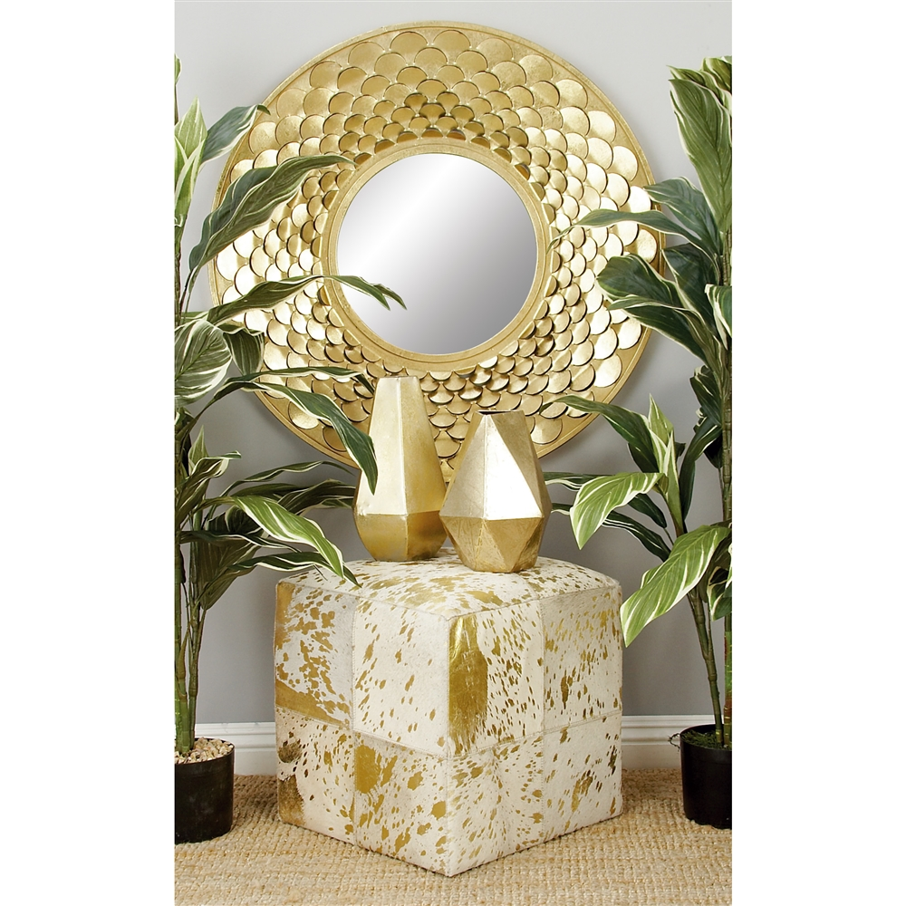 Grayson Lane Glam Gold Genuine Leather Square Ottoman 2 Grayson Lane Glam Gold Genuine Leather Square Ottoman - Image 2