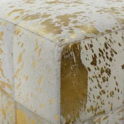 Grayson Lane Glam Gold Genuine Leather Square Ottoman 6 Grayson Lane Glam Gold Genuine Leather Square Ottoman -GRAYSON LANE SHOP 330945457 AlternateImage3