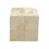 Grayson Lane Glam Gold Genuine Leather Square Ottoman