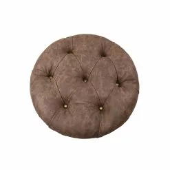 Grayson Lane Rustic Brown Faux Leather Round Integrated Storage Ottoman With Textured Base -GRAYSON LANE SHOP 330945467 AlternateImage4