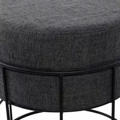 Grayson Lane Modern Grey Linen Round Ottoman With Metal Frame 10 Grayson Lane Modern Grey Linen Round Ottoman With Metal Frame -GRAYSON LANE SHOP 330945472 AlternateImage3