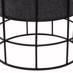 Grayson Lane Modern Grey Linen Round Ottoman With Metal Frame 9 Grayson Lane Modern Grey Linen Round Ottoman With Metal Frame -GRAYSON LANE SHOP 330945472 AlternateImage4