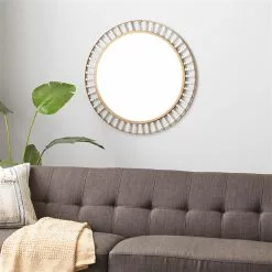 Grayson Lane 32-in X 32-in Round Brown Wall Mirror