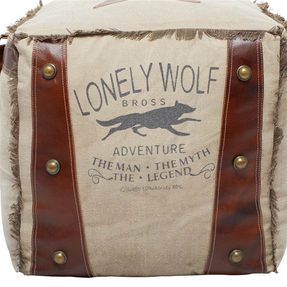 Grayson Lane Rustic Brown Canvas Square Ottoman With Handles 7 Grayson Lane Rustic Brown Canvas Square Ottoman With Handles - Image 7