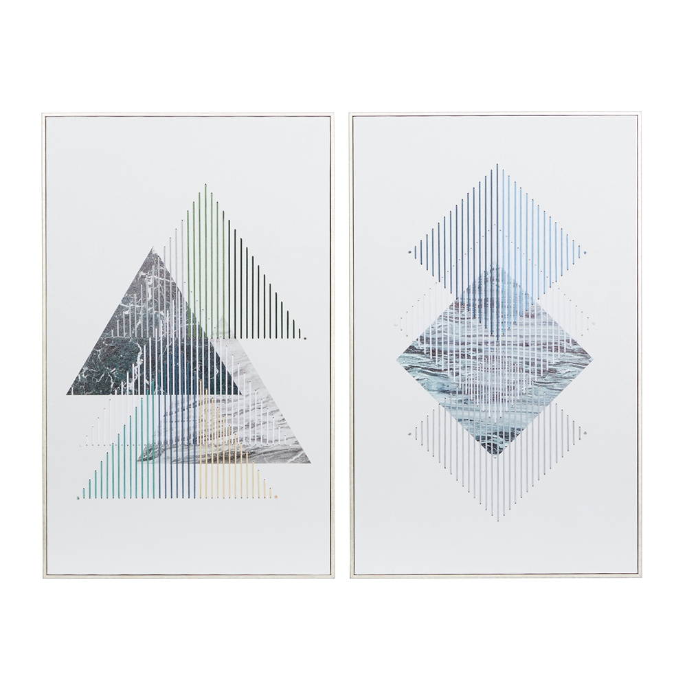 Grayson Lane Silver Wood Framed 32-in H X 20-in W Abstract MDF Hand-Painted Print - Set Of 2 3 Grayson Lane Silver Wood Framed 32-in H X 20-in W Abstract MDF Hand-Painted Print - Set Of 2 - Image 3